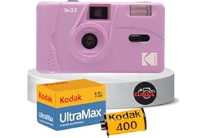 El paquete de cámara de película reutilizable incluye cámara de película Kodak M35 de 35 mm, película Kodak de 35 mm, 36 exposiciones y tarjeta Clikoze Tips (morado)