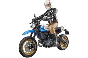 bruder 63051 - Scrambler Ducati Desert Sled avec pilote, figurine jouet, moto-cross