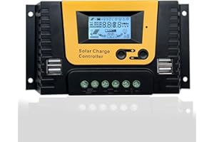 NUOFUWEI 20A Contrôleur de Charge Solaire 12V 24V Identification Automatique,Régulateur Charge Solaire 20A Convient MAX 520W panneaux solaires, compatible 12V 24V Gel Sealed Flooded et la batterie au lithium