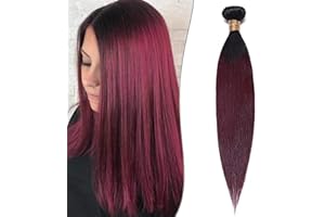 16"(40cm) SEGO Ombre Brazilain Human Hair Bundles Extensiones de Cortina Pelo Natural Humano [#T1B/99J] Remy Cabello Brasileño sin Clip Liso Straight (1 Bundle,100g)