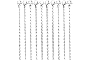 LTMMC 10PCS Stainless Steel Chain, Silver Necklace Long Chain,Necklace Chains for Pendants, Necklace Chains for Jewellery Making, DIY Necklace with Lobster Buckle