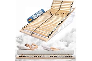 ‎COEMO Coemo 7-Zonen Lattenrost Ergo K 90x200 Lattenrahmen mit verstellbarem Kopfteil Buche Rahmen - 28 stabile Federleisten - Bettrahmen passend für Kinderbett Ehebetten 180x200cm - für alle Matratzen
