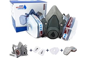 Longfair Atemschutzmaske | wiederverwendbar | Halbmaske mit Filterkartusche für Epoxidharz-, Säge-, Schleif oder Renovierungsarbeiten