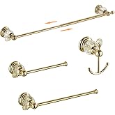 Set Accessori Bagno 3 Pezzi In Oro Spazzolato | Porta Asciugamani + Porta Rotolo + Gancio | Acciaio Inox SUS304