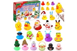 TOGETDREAM Calendario Adviento Patos de Goma 2025, Calendario de Adviento Navidad Cuenta Atrás de Navidad 24 patos navideños Patos De Goma Para El Baño Adornos Navideños Regalos Para Adultos Niños