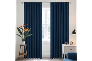 ‎JOYDECO Joydeco Schlaufen Verdeckten Vorhänge 2er Set,H 200 x B 140 Marineblau Verdunkelung Blickdicht Vorhang Stangendurchzug Gardinen Blackout Curtains Schlafzimmer Wohnzimmer