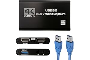 ATSHLD 4K HDMI Video Capture Card USB 3.0, 1080P 60FPS Game Capture Device with 4K Loop-Out, Audio Mic Input, Plug & Play for Streaming PS5 Xbox Switch PC DSLR Camera OBS Twitch YouTube Windows Mac OS