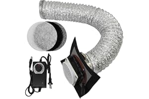 HOCENWAY Upgrade 3-Layers Filter System Smoke Exhaust Kit with 5000RPM Fan and Speed Control Power Adapter for All Laser Engraver 3D Printer Enclosure Tent Cover DIY