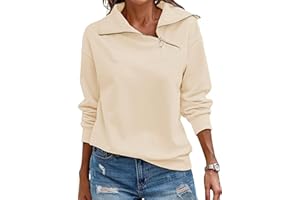 Cuptacc Womens Sweatshirts Quarter Zip Jumper Women V Neck Long Sleeve Tops Basic Casual Swearshirt without Hood Pullover