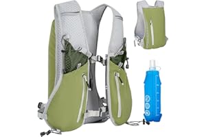 Expansea 7L Laufweste für Damen und Herren, Laufrucksack mit 500ml Trinkflasche, Multifunktionale Ultraleichte Reflektierende Running Vest für Laufen, Radfahren, Trails, Marathons, Camping