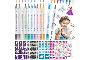 kiimiipa 10pack Tattoo Stifte Kinder,Halloween Schminke,Kinderschminke,Halloween Tattoo,Glitzer Tattoo Set Kinder,Tattoo-Schablonen FüR Kinder Erwachsene TemporäRer Tattoo Halloween,Geburtstage Party