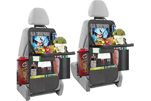 ERWEY 2X Auto Organizer Kinder Rückenlehnenschutz mit Faltbar Tisch, Rücksitz Organizer mit 12 Zoll Pad Touchscreen Tablet Halterung, Wasserdicht Auto Aufbewahrungstasche mit 13 Sack