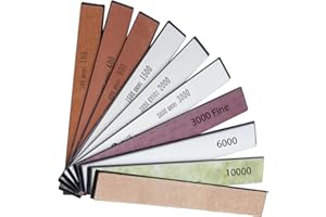 CWOVRS Kit di pietre per affilare coltelli, 9 pietre per affilatura, 6 pietre ceremiche 180 # 400 # 800 # 1500 # 2000 # 3000 # + 3 pietre d'acqua 3000 # 6000 # 10000 # con base in plastica ABS