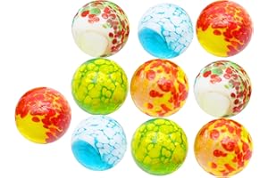 ARSUK 10 pièces Grand Style Fleuri Fait à la Main Lueur dans Les Billes de Verre de Style foncé à Pois, Protection Contre Les dommages, Jouets de Sport et en Plein air (10 Billes à Pois)