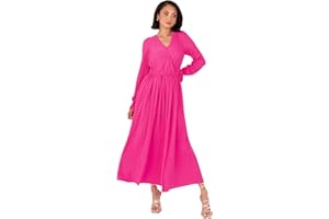 LOVEDROBE Women's Midaxi Dress Ladies Wrap V-Neck Long Sleeve Ruffle Cuff A-line Plissé Evening Occasion Wedding Guest