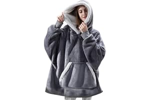 IVYH Manta de Sudadera con Capucha Gigante, Manta de Sherpa para Usar Manta de TV Cálida y Esponjosa con Capucha y Bolsillo Grande Talla única para Hombres Mujeres Adultos Adolescentes