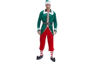 Feynman Costume da elfo da uomo, con cappello e calze