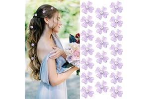Nayyana® Lot de 20 mini pinces à cheveux avec fleurs violettes et strass - Pinces à cheveux décoratives pour mariage - Accessoires de cheveux pour filles