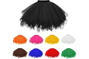 GENERISCH Tüllrock Damen Tütü Rock 50Er Ballett Unterrock Elastische Hohe Taille Ballettrock Petticoat Tanzkleid Halloween Karneval Kostüm