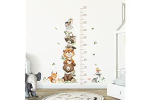 JINSION Toise Murale Enfant 50-150 cm - Tableau de Hauteur Animaux de la Forêt - Stickers Muraux pour Crèche