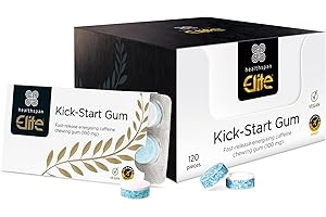 Healthspan Elite Caffeine Chewing Gum (120 Pieces) | 100mg Fast-Release Caffeine Per Gum | Energy | Informed Sport Accredited | Mint Flavoured | Vegan