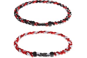 Junkin Baseball Necklaces with Three Braided Ropes Titanium Necklace for Team Gifts Boys Men Players Softball Fans Sports