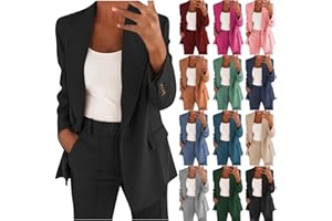YAOJIWANG 2024 Tailleur Femme Ensemble Pantalon Chic et Elegant Couleur Unie Slim Fit Blazer Veste Formel Bureau Travail Pantalon Costumes Manteau Ensemble Veste Manteau Pantalon Tailleur Femme 2 Pièces