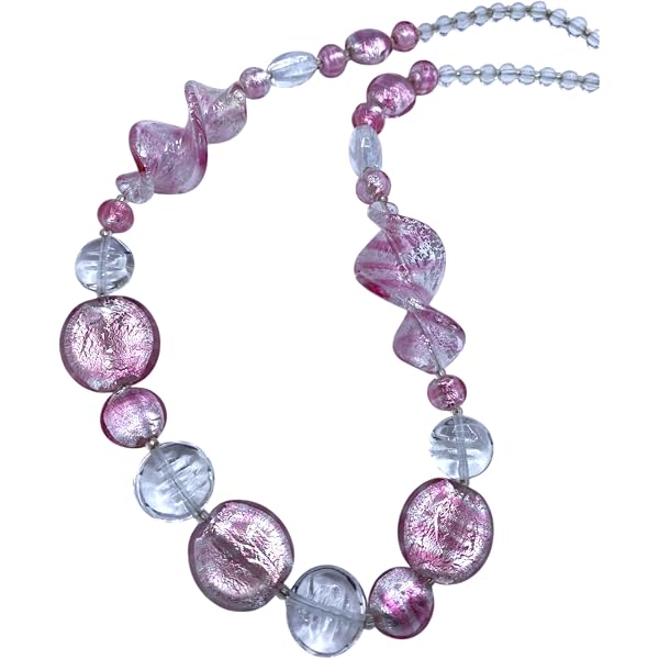 Collana In Vetro Di Murano Con Pietra Venere - Gioiello Classico Per Donna In Acciaio Inossidabile