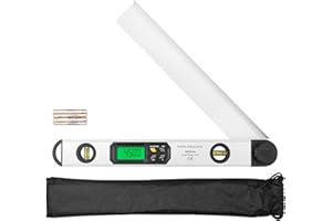 XUNTOP Transportador de Ángulo Digital 0~225 ° 40cm Medidor de Ángulos Digital con Inclinómetro LCD de Nivel de Burbuja Horizontal y Vertical con Luz de Fondo Regla de Lectura Reversible