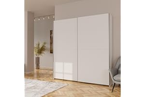 Forte Home Nook Armadio 200 moderno con 2 ante, camera da letto, legno bianco, larghezza 200,1 cm x altezza 210 cm x profondità 39,1 cm