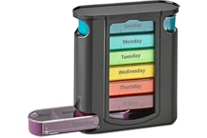 MEDCA Stackable Daily Pill Organizer - (4 razy dziennie) tygodniowe przypomnienie leków - Premium tygodniowe AM / PM Pill Box z 7 indywidualnych przypadków układania, codziennie Medicine Organizer dla witamin