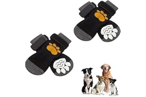 Aqlbhz 4 PCS Double Anti-Slip Dog Socks - Paw Protectors With Adjustable Straps for Dogs and Cats - Non-Skid Boots to Stop Licking
