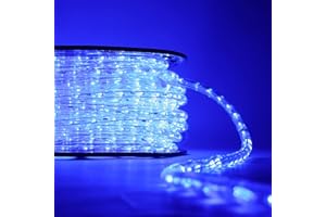 Luccika Tube lumineux à LED bleu professionnel de 50 mètres découpable prêt à l'emploi avec accessoires IP67 pour une utilisation intérieure et extérieure