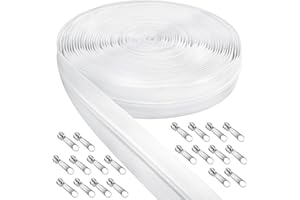 DRAUPNIR Cremalleras por Metros para Coser, 10 Metros Cremalleras de Nylon y 20 Cremalleras Metálicas Plata para Bolsas de Ropa Estuches de Lápices Ropa de Cama