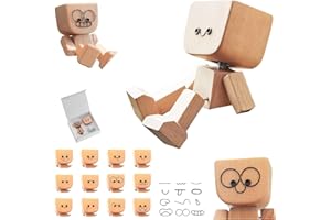 Yooyan Schüttelnde Holzmann-Figur, Charmante Holzfigur mit einem Lächeln, Wackelnde Holzfiguren, Lebendig Wackelkopf-Autodekoration, Handgefertigte Auto Dekoration, Geschenke für Männer