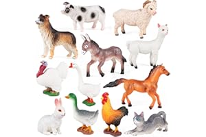 SIENON 12Pcs Bauernhof Tierfiguren Spielzeug Kunststoff, Playset Lernspielzeug Set, Bauernhof Tier Kuchen Cupcake Topper für Bauernhof Geburtstag Weihnachtsfeier