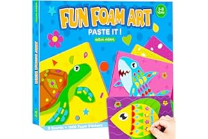 AluAbi 3D Foam Sticker - Fun with Foam Ocean Animal, No Mess Felt Sticker Art Craft Kit for Kids, DIY Mosaic Craft Kits, Children Travel Toys, Birthday Gifts for Boys & Girls Ages 3 4 5 6 7 8
