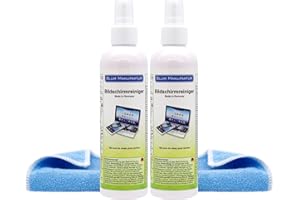 Blum Manufaktur Bildschirmreiniger 2 x 250 ml + 30x30 cm Mikrofasertuch Supersoft 365GSM - Screen Cleaner - Display Reiniger