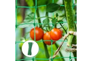 Plant Support Netting - Vaktop Pea Netting with 50pcs Plant Ties, Plant Climbing Net, Nylon Trellis Mesh - for Climbing Plant, Bean Vegetables Fruits (1.8m x 2.7m)