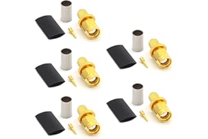 RANGEFUL SMA Maschio connettore a crimpare tipo per cavo coassiale LMR240 LMR-240 RG59U RG8X RG-8X placcato oro (confezione da 5)