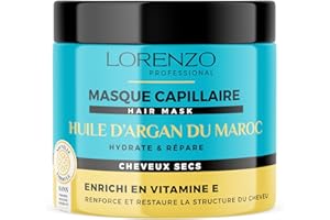 LORENZO PROFESSIONAL Lorenzo - Masque Capillaire Revitalisant à l’Argan du Maroc - Hydratation Profonde, Réparation Intense - Sans Sulfate, Paraben, Silicone, Colorant - 500ml