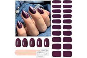 Wahrshei 20 Pcs Pegatinas de Gel | Baya Oscura Pegatinas Uñas Gel | Gel Semicurado de Pegatinas | Adhesivos para Uñas de Gel, Envolturas de Esmalte de Gel para Uñas