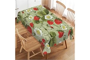 Walmsco Tablecloth Red Strawberry Ladybug Decor For Dining Room Kitchen Rectangular Table Cover 132 * 178cm