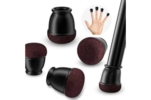 Ezprotekt 10-15mm Patins Chaise Silicone Souple, 16 pièces Embouts Pieds de Chaise Ronds Noirs, tampons Feutre Bruns