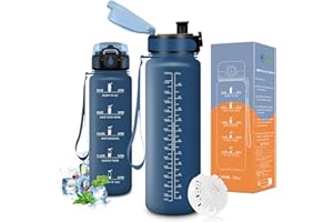 Vikaster Borraccia Sportiva, Borraccia 500ml/1000ml/1500ml, Senza BPA & Prova di Perdite, Bottiglia Acqua Bambini, Bici, Scuola, Palestra, Ufficio, Yoga