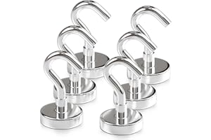 X-BET MAGNET Magnetic Hooks 18kg/40lbs (Pack of 6 Silver) - Heavy Duty Neodymium Hooks for Outdoor & Backyard Use - Strong Rare Earth Magnets for Cruise Cabins - Magnetic Hooks for Kitchen & Refrigerators