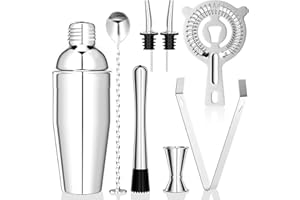 Newaner Zestaw do koktajli, 750 ml, 8 shakerów ze stali nierdzewnej, profesjonalne akcesoria barmańskie, z shakerem, podwójną miarką, łyżką, pourerem, do mieszania napojów, domu, baru, na imprezę