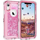 Coolden Heavy Duty Case for iPhone XR Case Glitter Shockproof Case Floating Bling Sparkle Shiny Quicksand Liquid Clear Bumper