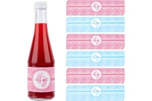 PH PandaHall 48pcs Emballages d'autocollants de bouteilles Étiquettes de bouteilles d'eau Autocollants de bouteille de révélation de genre imperméables pour décoration de fête de naissance, bleu/rose