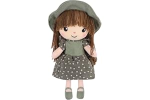 JIAHG Niedliche Puppe Plüschpuppe Mädchen Kuschelpuppe Stoffpuppe Kinder- Spielzeug Püppchen für Kleinkinder als Geburtstagsgeschenk (Grün A)